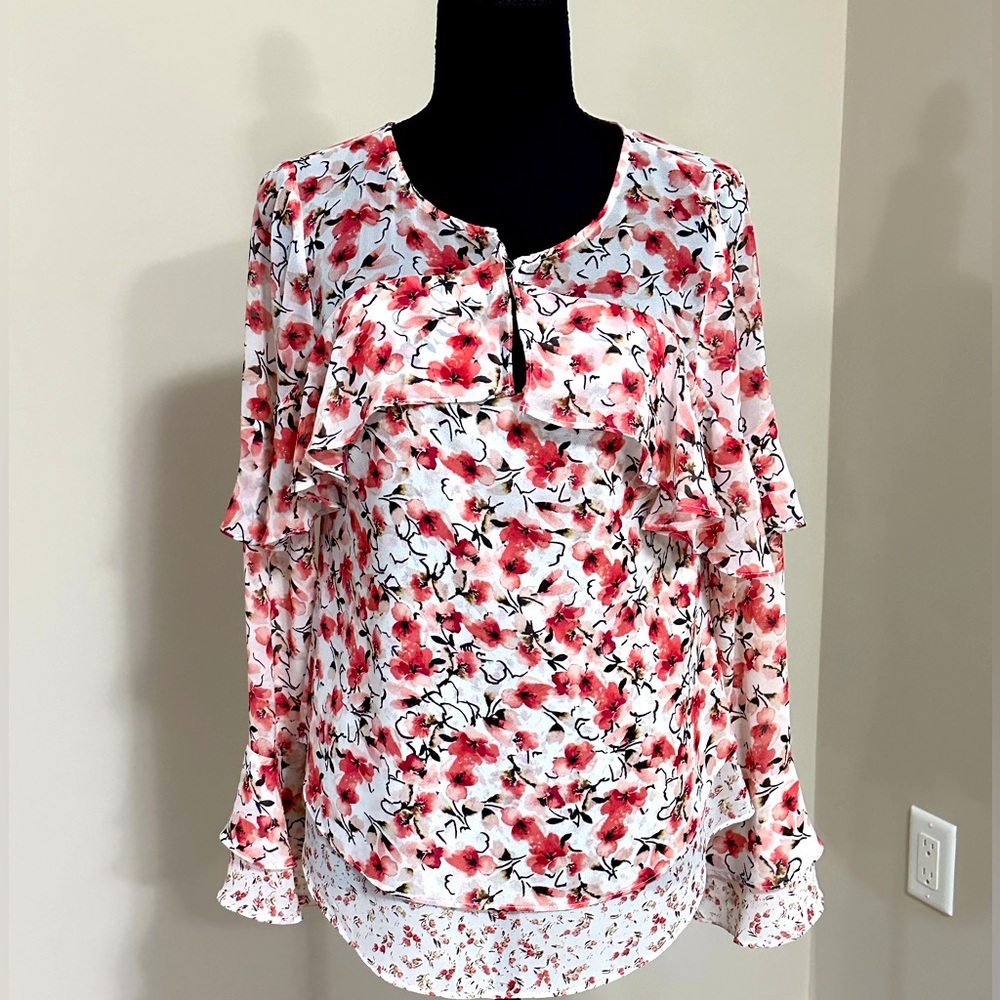 White House Black Market Floral Blouse - Size 2